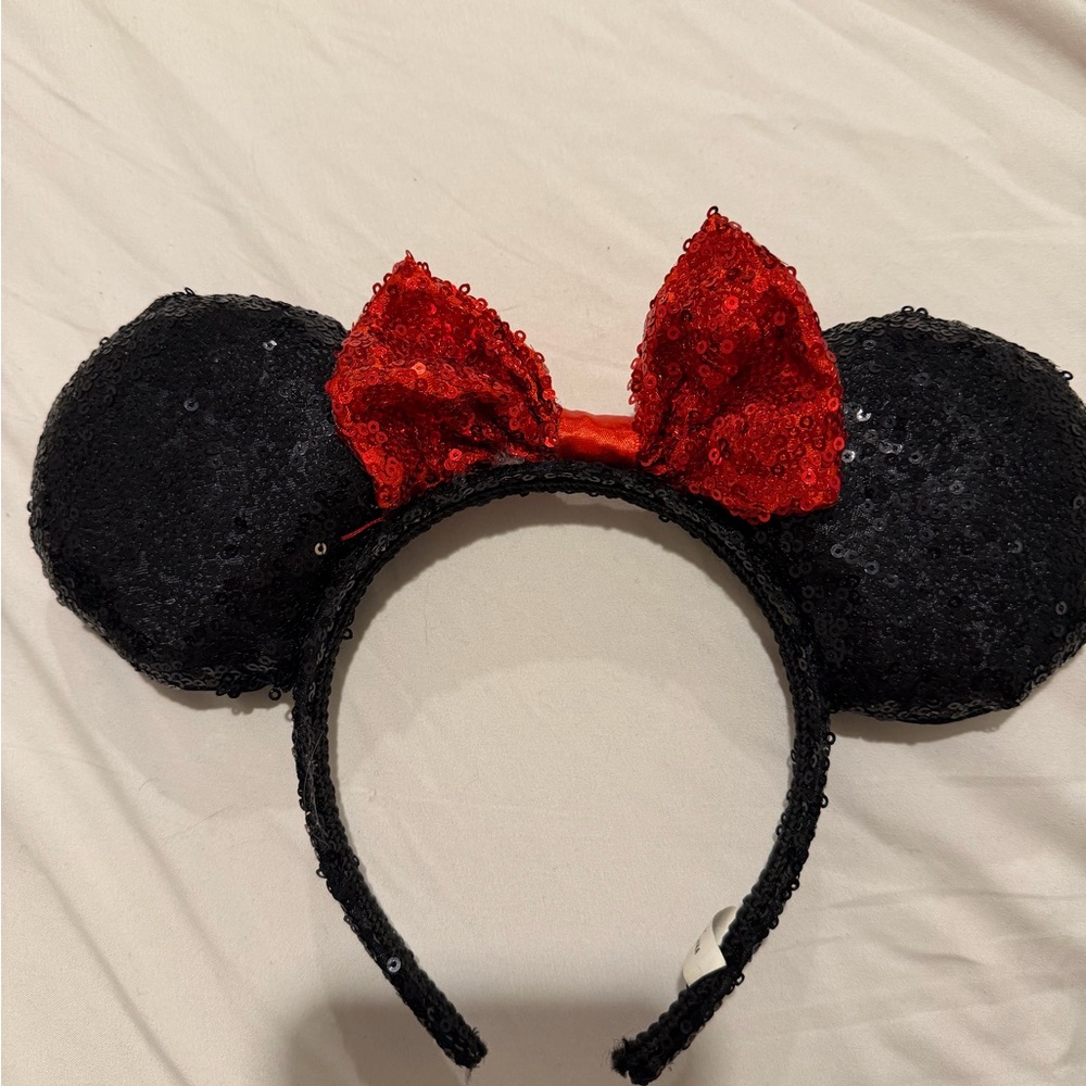 Disney Black Sequin Ears with Red Accent